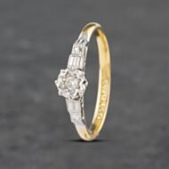 Pre-Owned Vintage Yellow Gold 0.05ct Brilliant Cut Diamond Shoulder Set Solitaire Ring 41382798