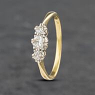 Pre-Owned Vintage Yellow Gold 0.30ct Brilliant Cut Diamond Three Stone Ring 41382804