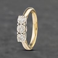 Pre-Owned 9ct Yellow Gold 0.24ct Brilliant Cut Diamond Three Stone Ring 41382805