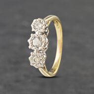 Pre-Owned Vintage 18ct Yellow Gold 0.20ct Brilliant Cut Diamond Platinum Head Three Stone Ring 41382808