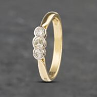 Pre-Owned Vintage 18ct Yellow Gold 0.20ct Brilliant Cut Diamond Rubover Set Three Stone Ring 41382810
