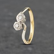 Pre-Owned Vintage Yellow Gold 0.10ct Brilliant Cut Diamond Twist Two Stone Ring 41382815