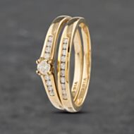 Pre-Owned 9ct Yellow Gold 0.30ct Brilliant Cut Diamond Channel Set Bridal Set Ring 41382817