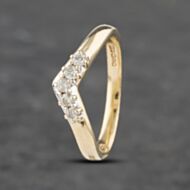 Pre-Owned 9ct Yellow Gold 0.15ct Brilliant Cut Diamond Five Stone Half Wishbone Ring 41382818
