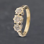 Pre-Owned 9ct Yellow Gold Brilliant Cut Diamond Three Stone Ring 41382842