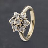 Pre-Owned 9ct Yellow Gold 0.20ct Brilliant Cut Diamond Flower Cluster Ring 41382854