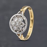 Pre-Owned Vintage Two Colour Gold 0.25ct Brilliant Cut Diamond Flower Cluster Ring 41382857