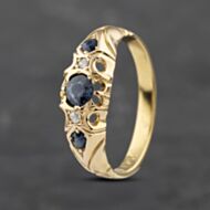 Pre-Owned Vintage Yellow Gold Sapphire & 0.04ct Diamond Five Stone Ring 41382871