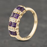 Pre-Owned 9ct Yellow Gold Amethyst & Diamond Dress Ring 41382881