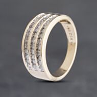 Pre-Owned 9ct Yellow Gold 0.50ct Brilliant Cut Diamond Three Row Ring 41382900