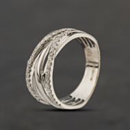 Pre-Owned 9ct White Gold 0.38ct Brilliant Cut Diamond Crossover Ring 41382904