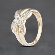 Pre-Owned 9ct Yellow Gold 0.03ct Diamond Crossover Ring 41382906