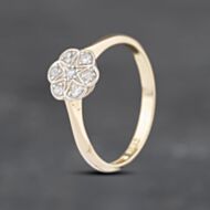 Pre-Owned Vintage Yellow Gold 0.15ct Brilliant Cut Diamond Cluster Ring 41382926