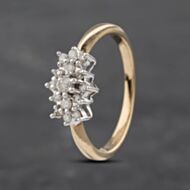 Pre-Owned 9ct Yellow Gold 0.25ct Brilliant Cut Diamond Cluster Ring 41382939
