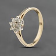 Pre-Owned 9ct Yellow Gold 0.25ct Brilliant Cut Diamond Flower Cluster Ring 41382941