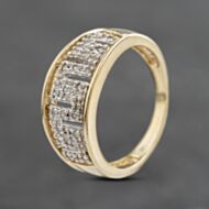 Pre-Owned 9ct Yellow Gold 0.10ct Diamond Greek Key Design Dress Ring 41382946
