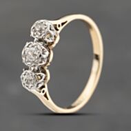 Pre-Owned Vintage Yellow Gold 0.25ct Diamond Three Stone Ring 41382950