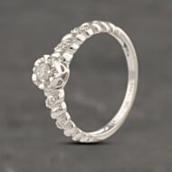 Pre-Owned 9ct White Gold 0.15ct Brilliant Cut Diamond Shoulder Set Solitaire Ring 41382975