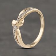 Pre-Owned 9ct Yellow Gold 0.10ct Diamond Knot Crossover Ring 41382979
