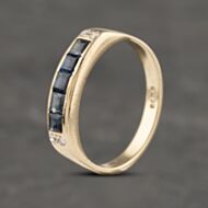 Pre-Owned 9ct Yellow Gold Sapphire & Diamond Half Eternity Ring 41382988