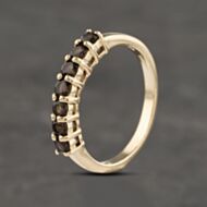 Pre-Owned 9ct Yellow Gold Smokey Quartz Half Eternity Ring 41382995