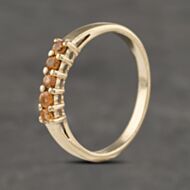 Pre-Owned 9ct Yellow Gold Orange Topaz Five Stone Ring 41382996
