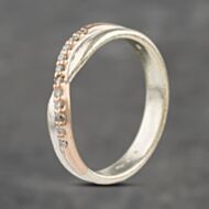 Pre-Owned 9ct Two Colour Gold 0.11ct Brilliant Cut Diamond Crossover Half Eternity Ring 41383025