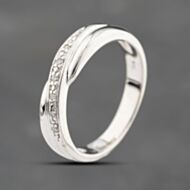 Pre-Owned 9ct White Gold 0.05ct Brilliant Cut Diamond Crossover Ring 41383027