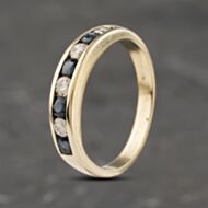 Pre-Owned 9ct Yellow Gold Sapphire & 0.20ct Brilliant Cut Diamond Channel Set Half Eternity Ring 41383031