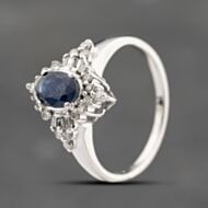 Pre-Owned 9ct White Gold Sapphire & 0.25ct Diamond Cluster Ring 41383043