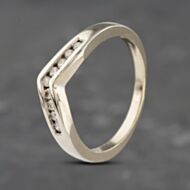 Pre-Owned 9ct White Gold 0.15ct Diamond Half Wishbone Ring 41383058