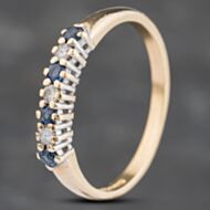 Pre-Owned 9ct Yellow Gold Sapphire & Brilliant Cut Diamond Half Eternity Ring 41383064
