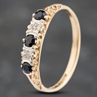 Pre-Owned 9ct Yellow Gold Sapphire & Brilliant Cut Diamond Half Eternity Ring 41383066