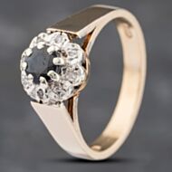 Pre-Owned 9ct Yellow Gold Sapphire & 0.04ct Brilliant Cut Diamond Cluster Ring 41383071