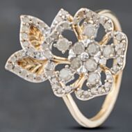 Pre-Owned 9ct Yellow Gold 0.50ct Brilliant Cut Diamond Poppy Flower Cluster Ring 41383094