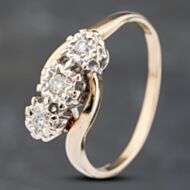 Pre-Owned 9ct Yellow Gold 0.11ct Diamond Twist Three Stone Ring 41383109