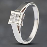 Pre-Owned 9ct White Gold 0.25ct Princess Cut Diamond Square Nine Stone Cluster Ring 41383110