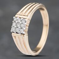 Pre-Owned 9ct Yellow Gold 0.18ct Brilliant Cut Diamond Nine Stone Cluster Ring 41383111