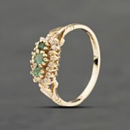 Pre-Owned 9ct Yellow Gold 0.18ct Brilliant Cut Diamond Nine Stone Cluster Ring 41383111