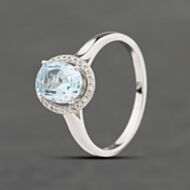 Pre-Owned 9ct White Gold 0.10ct Brilliant Cut Diamond Rubover Solitaire Ring 41383112