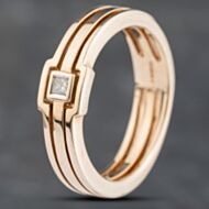 Pre-Owned 9ct Yellow Gold 0.05ct Princess Cut Diamond Band Ring 41383117