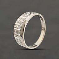 Pre-Owned 9ct White Gold 0.10ct Brilliant Cut Diamond Two Row Ring 41383120