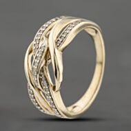 Pre-Owned 9ct Yellow Gold 0.14ct Diamond Openwork Crossover Ring 41383131
