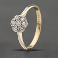 Pre-Owned Vintage Yellow Gold 0.25ct Brilliant Cut Diamond Flower Cluster Ring 41383132