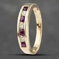 Pre-Owned 14ct Yellow Gold Ruby & 0.15ct Diamond Channel Set Half Eternity Ring 41383139