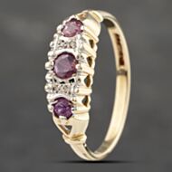 Pre-Owned 9ct Yellow Gold Ruby & Diamond Seven Stone Ring 41383144