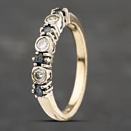 Pre-Owned 9ct Yellow Gold Sapphire & 0.15ct Diamond Rubover And Claw Set Half Eternity Ring 41383149