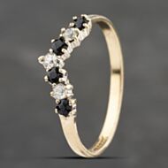 Pre-Owned 9ct Yellow Gold Sapphire & Cubic Zirconia Half Wishbone Ring 41383151