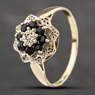 Pre-Owned 9ct Yellow Gold Sapphire & 0.05ct Diamond Cluster Ring 41383155
