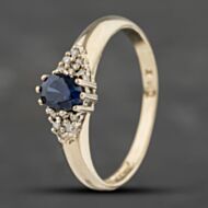 Pre-Owned 9ct Yellow Gold Sapphire & Diamond Cluster Ring 41383160